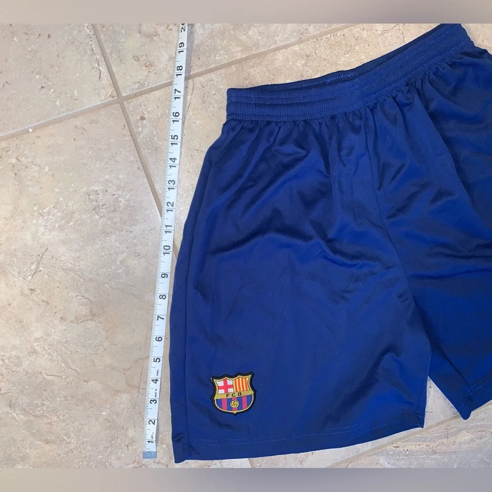 FC Barcelona Blue Shorts Elastic Waistband Inside Drawstring FCB Soccer - Men XL - Picture 7 of 9